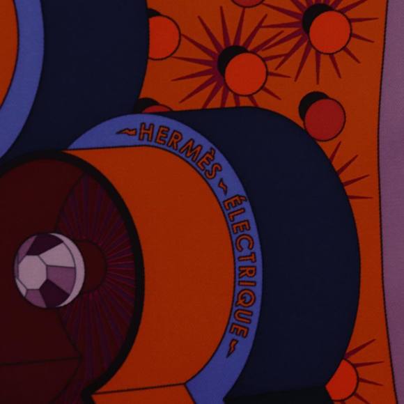 HERMES Carre 90 Scarf ""ELECTRIQUE"" Silk Red Auth am6235 - Picture 13 of 14